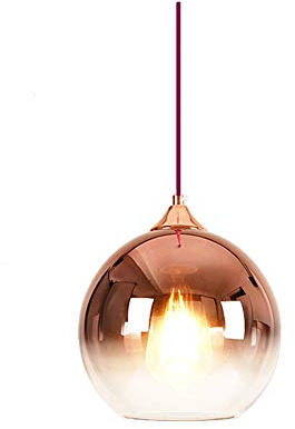MZStech Sphärische Gradient Color Glas Pendelleuchte, moderne Glas Hängelampe basierend auf E27 Glühbirnen(Roségold, 25CM)