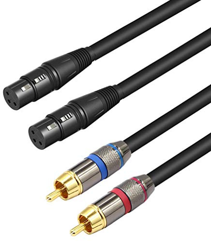 LoongGate Câble double XLR vers RCA - Câble de raccordement audio stéréo haute résistance 2 x XLR vers 2 x RCA XLRF 1.5m