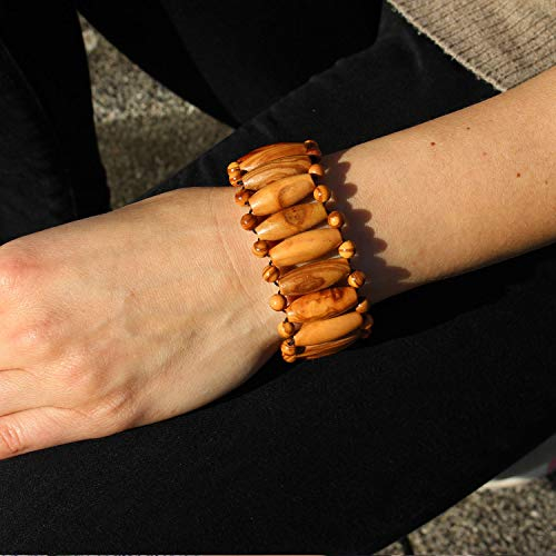 mitienda mit Liebe gemacht Armband aus Holz, Perlen oval, Schmuck für Damen, Armreif Handgelenk, Geschenkidee, Geschenkidee
