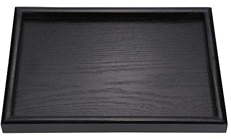 Plateau à thé en Bois, Plateau en Plaque à Dessert à Fruits et à thé rectangulaire en Bois Massif Noir(30 * 20 * 2cm)