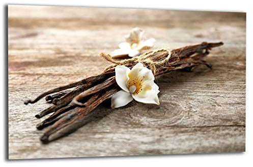 QTA | Plaque de recouvrement de cuisinière 80 x 52 cm 1 pièce en verre pour cuisinières électriques à induction Protection anti-éclaboussures Planche à découper Fleur Bois