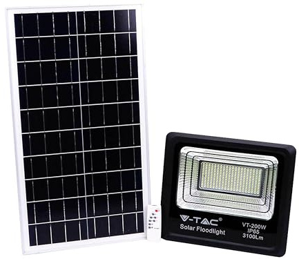 Faro LED 200W con Pannello Solare e Telecomando 6000K