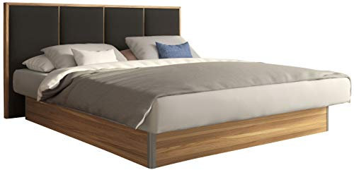SuMa - Wasserbett dual 180x220 freistehend m. Sockel Wildeiche und Kopfteil Quaddro, Farbe anthrazit 180x220 cm