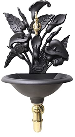 FONDERIA BONGIOVANNI | Fontaine Murale | Fontaine d'exterieur | Model Calla | avec Robinet et Siphon | en Laiton Poli | pour Jardin | Maison