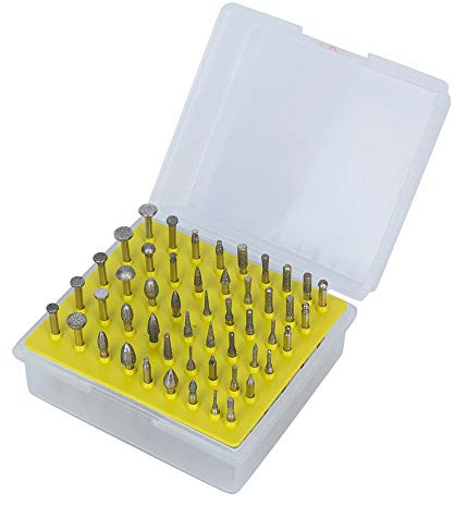 50 pezzi diamante molatura testa intaglio set per gioielli pietra di vetro ceramica pietre preziose lapidario gambo da 1/8 di pollice, come mostrato