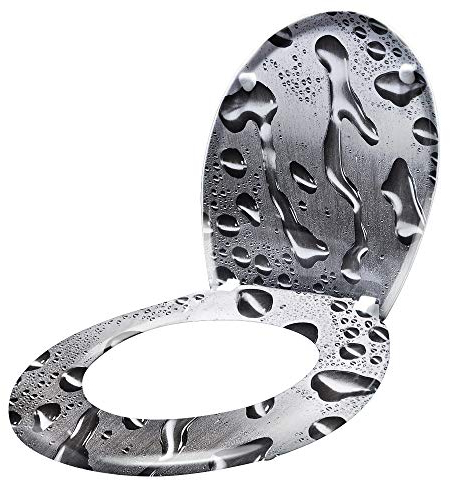 ACXIN WC Sitz mit Absenkautomatik Klodeckel mit Absenkautomatik aus Duroplast und Edelstahl, Antibakteriell, Leicht zu Reinigen, Abnehmbar (Regen)