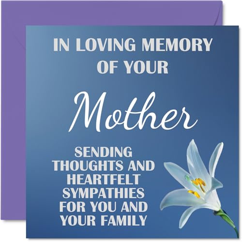 Stuff4 Biglietti di condoglianze – In Loving Memory Of Your Mum – Biglietto di auguri per lutto per adulti, 145 mm x 145 mm, per condoglianze pensando a te, con fiori