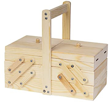 Costurero madera de pino macizo acordeón 28x25x15cm.