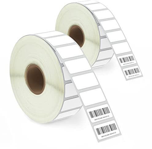 BETCKEY - 25mm x 13mm(1 in x 0,5 in) Perforées Petites Étiquettes Thermiques Compatible avec les imprimantes Zebra et autres [2 Rouleaux/4860 Étiquettes]
