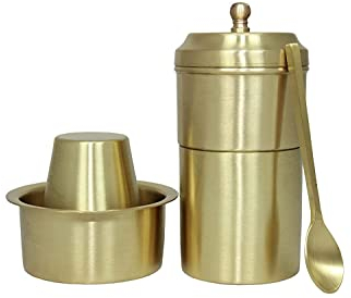 Generic Brass Coffee Filter, 250 ML, Pour-over, Matt Finish, Gold