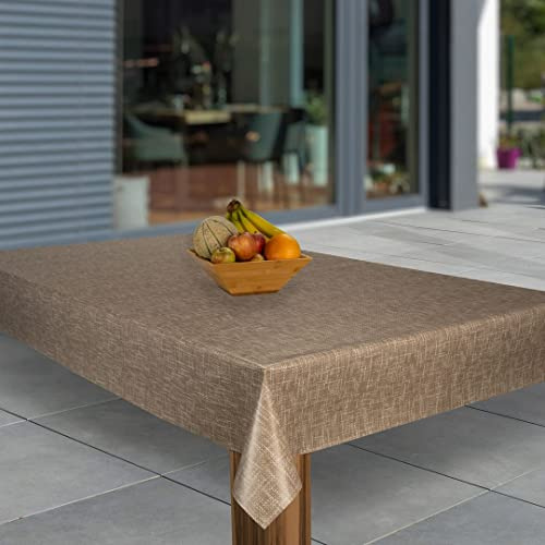 laro Wachstuch-Tischdecke Abwaschbar Garten-Tischdecke Wachstischdecke PVC Plastik-Tischdecken Eckig Meterware Wasserabweisend Abwischbar AP, Muster:Beige Braun, Größe:100x180