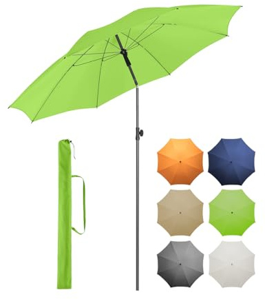 FARE Parasol taille L - diamètre 200 cm - protection UV 50+ pour balcon, jardin, terrasse, été - finition titane, mécanisme pliable, blocage pivotant, sac de transport inclus