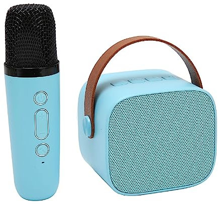 Portable Speaker Mini Karaoke Machine Wireless Lightweight Dual Internal Magnetic Speakers HiFi Sound with Wireless Mic for Travel (Blue)