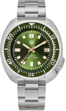 watchdives Automatische Taucheruhren für Herren WD6105, NH35-Uhrwerk Armbanduhr 200 M, Saphirglas Herrenuhr mit 316L-Edelstahlarmband Leuchtende Uhr
