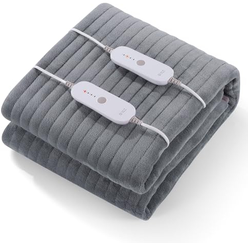 Wärmeunterbett 160 x 140 cm für Doppelbett mit 2 Temperaturzonen & Abschaltautomatik, 4 Heizstufen, Schnellaufheizung, Abnehmbarer Controller, Einfache Matratzenfixierung
