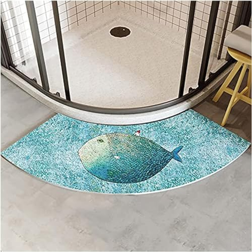 Vnook Quadrant Eck-Duschmatten, rutschfeste Badezimmerteppiche, Flauschiger, Gebogener Badematten-Teppich, 45 X 100 cm, Waschbar, Runde Dusche, Zwei Matten (Color : Style 1)