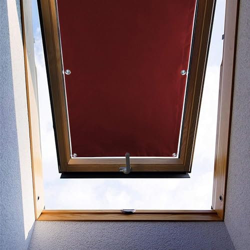 Ygann Dachfenster Rollo Thermo Sonnenschutz Verdunkelungsrollo für Dachfenster UV Schutz mit Saugnäpfe ohne Bohren ohne kleben (Rot,92x118cm)