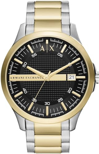 Armani Exchange Watch For Men, Quarz-Dreizeiger-Datumwerk und 46mm Gehäusegröße mit Edelstahlarmband