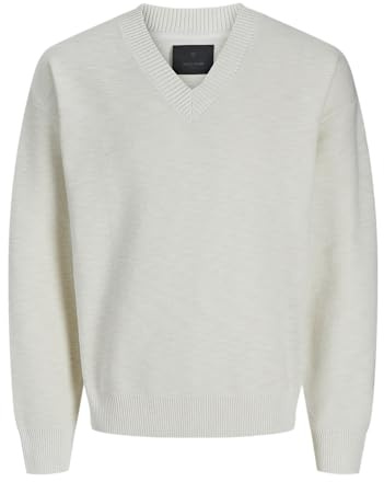 JACK & JONES Jprblasean Knit V-Neck Pull en Tricot, Sable d'été, M Homme