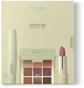 KIKO Milano Green Me Make Up Set, Set Makeup: 1 Palette Occhi, 1 Mascara Effetto Volume E 1 Rossetto Mat