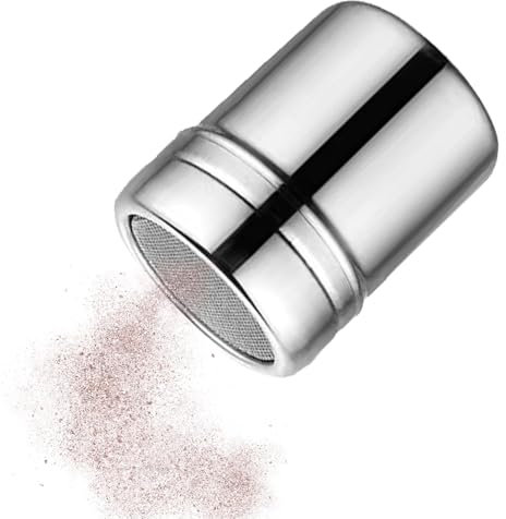 Powder Sugar Shaker Duster - Stainless Steel Powder | Fine Mesh Powder Shaker with Lid | Chocolate Coffee Sifter Coffee Shaker Flour Duster for Cinnamon Sugar Pepper Powder Cocoa