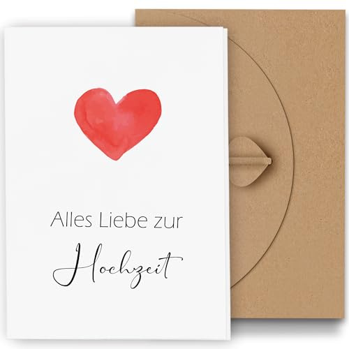 Premium Hochzeitskarte mit Hochwertigem Umschlag - karte Hochzeit Glückwunsch, Glückwunschkarte Hochzeit Edel Personalisiert stabile Grußkarte Schöne Hochzeit Geschenke für Brautpaar Klein(12x17cm)