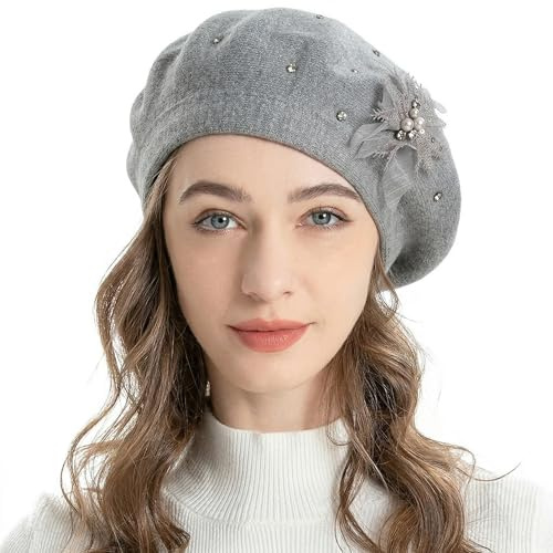 ZLYC Baskenmütze für Damen, französisch, wendbar, Kaschmir, Baskenmütze