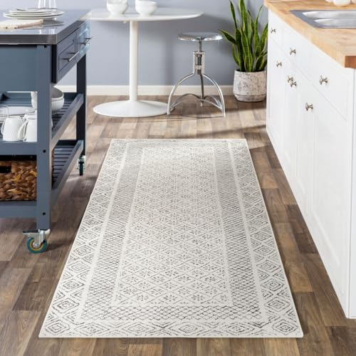 Livabliss Monaco Geometric Rug - Scandi Runner Rugs Living Room 80x150 cm, Hallway, Kitchen - Neutral, Patterned Carpet Runners, Boho Style, Easy Care - Large Rug, Brown, Beige, Charcoal Grey