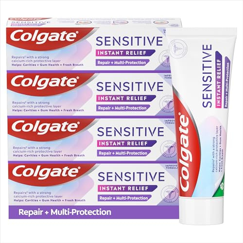 Colgate Sensitive Instant Relief Repair + Multiprotection 75ml x 4 | 75ml, Pack of 4, Instant Sensitivity Relief*, Cavity Protection & Gum Health, Repairs Sensitive Areas of Teeth**