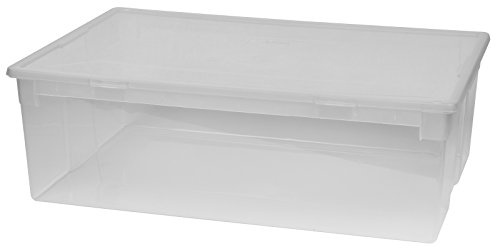Kreher XL Aufbewahrungsbox mit Deckel aus transparentem Kunststoff und XL Stauvolumen! Maße: 37,6 x 52 x 13,9 cm