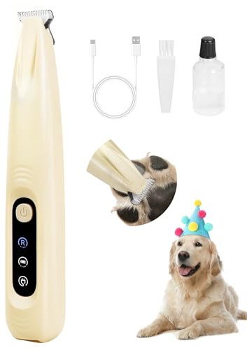 [Pro Version] FURBONA Dog Paw Trimmer, 18mm Wide Blade Clippers with LED Display, 35dB Low Noise, Fully Waterproof, Upgraded Type-C Rechargeable Cordless Trimmer for Paws, Ears, Face, and Rump