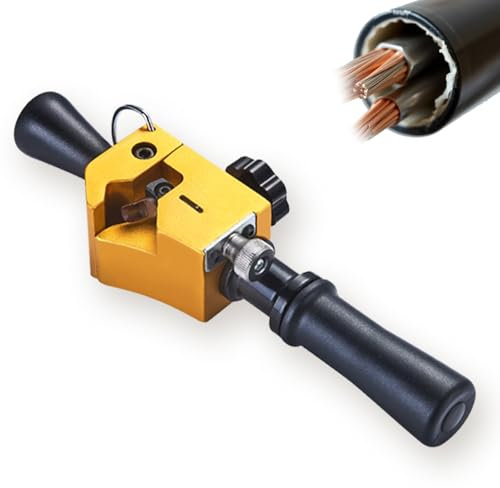 Cortador pelacables giratorio – Máquina peladora manual de cables para cables aislados de alto y bajo voltaje – Diámetro pelable de 12 a 40 mm – Cuchillo de extracción de capas – Herramienta
