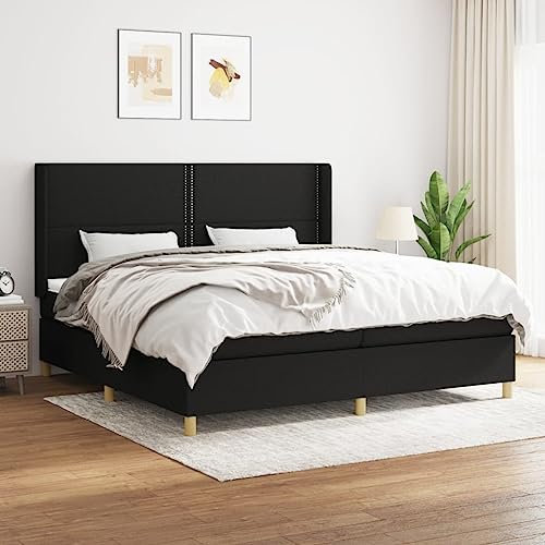 qohoio Boxspringbett mit Matratze Betten Mit Matratze Schlafzimmer Bett Boxspringbett Mit Matratze Schwarz 200x200 cm Stoff - 3131939