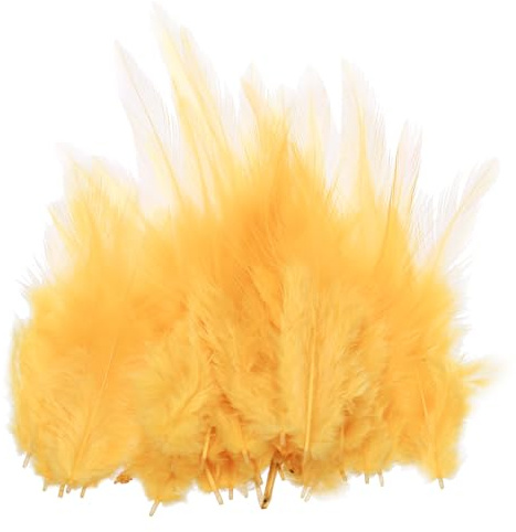 PATIKIL 7,6 cm tuppfjädrar, 200-pack naturliga fjädrar för hantverk färgglada fluffiga hantverksfjädrar för drömfångare handarbete kläder kostymer bröllop, guld