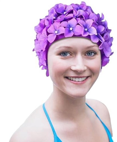 Bonnet de Bain à Fleurs | Bonnet de Bain élégant Fait Main pour Femme – Bonnet de Bain Confortable pour Adultes Femmes Filles Cheveux Longs ou Courts