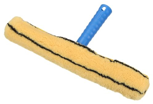 sourcing map Microfiber Scrubber Cleaning Tool with Blue Handle for Window Glass Marble Wall Home Bathroom, Yellow