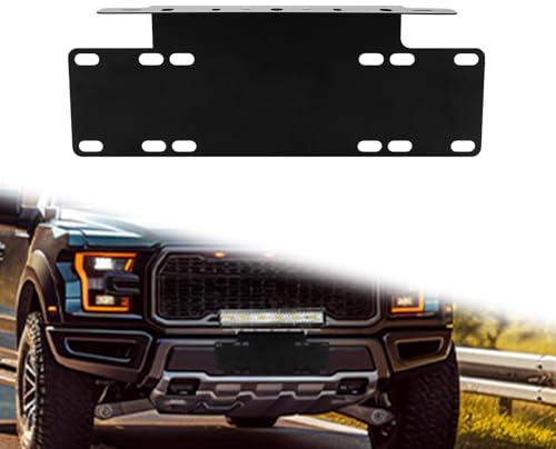 YOJZMA 15 Pulgadas Negro Soporte Universal de Matrícula Barra Luz LED Luces | Porta Matrícula en el Parachoques Delantero, para vehículos todoterreno, automóviles, SUV, Luces LED Trabajo y Antiniebla