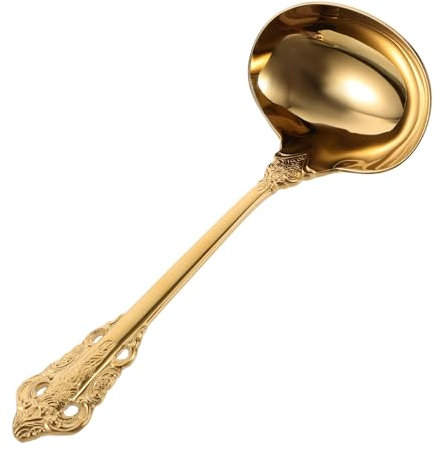 BESPORTBLE Louche à Soupe Acier Inoxydable Doré Large Cuillère Résistante Et Ergonomique Pour Service Élégant Et Facile à Nettoyer Cuisine Et Restauration