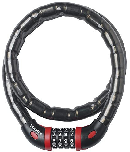 Master Lock 1m long x 18mm diameter set-your-own combination armoured cable lock; black