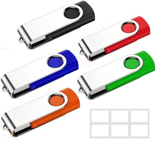 WISEORANGE 32GB Pen Drive 5 Piezas Memoria USB 2.0 Giratoria Pendrive 32GB | Luces LED, Portátil, Puede almacenar diversos documentos electrónicos, imágenes, música y películas (5 Unidades, 5 colores)