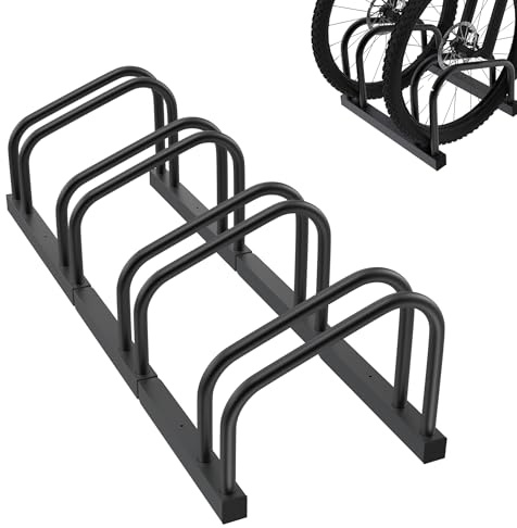 FIVMEN Fahrradständer für 4 Fahrräder Fahrradhalter Aufstellständer Boden und Wand Montage 37cm Radabstand Verzinken Mehrfachständer für 30-65mm Reifenbreite Mountainbike Rennrad MTB, Schwarz