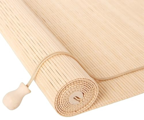 20 styles Customized Bamboo Blinds, Natural Wooden Window Decorative Curtain, Sunscreen Drape for Windows, for Partition Tea room Office Study Wall Decoration (B)