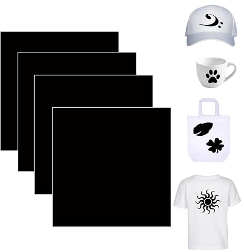 DHER Sublimation Papier Sublimationstintenblatt Vorgedrucktes Sublimation Papier 4er-Pack Infusible-Transfer-Tintenpapier, Infusible-Transferpapier, Infusible Transfer Ink Sheets, 25*30.5 cm (Schwarz)