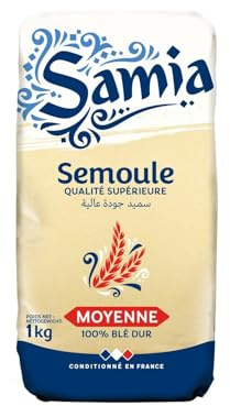 SAMIA – Semoule Moyenne Fine et Souple, Idéale pour Couscous et Gratins (Paquet 1 kg) - Lot de 4 - vendu par Lot