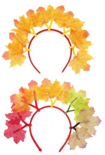 Holibanna Lot de 2 bandeaux feuilles d'érable : -têtes feuilles d'automne pour décorations de fête, de Thanksgiving et de – Accessoires cheveux pour femmes