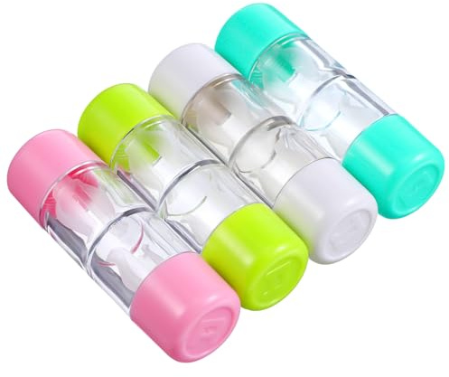 SMASOLO 4 Piezas Estuche Rígido para Lentes de Contacto Rgp de Unidades Colores Rosa Blanco Azul y Verde Práctico y Portátil para Guardar Lentillas y Accesorios de Lentes Contacto