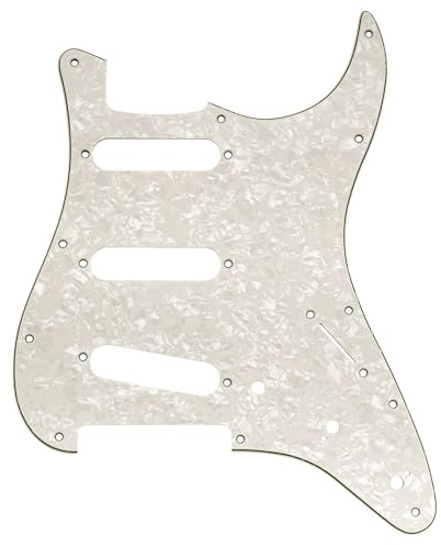 Musiclily Pro 11-Loch ST Gitarren Schlagbrett Pickguard für Squier Sonic Strat SSS E-Gitarre, 4-lagig Aged White Pearl