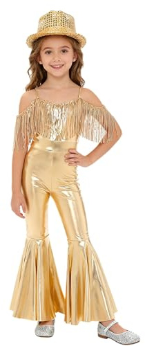 Hansber Barnflickor Metallisk Kombianzug Och Hatt Helg Danskostym För Flickor Passande Outfit För Spädbarn Guld 11-12 år