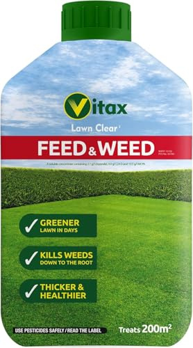 Vitax Feed and Weed 1L Liquid Concentrate | Selective Lawn Weed Killer & Grass Food | Kills Dandelion Clover Daisy & Buttercup to the Root | Fast Regrowth Formula | Covers 200m2 Surface Area