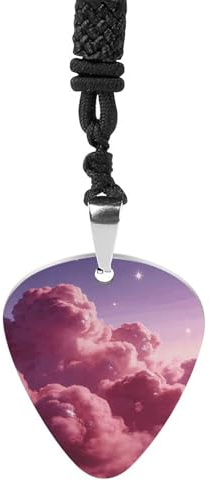 BTCOWZRV Berry rosa gitarr plektrum halsband titan stål gitarr plektrumhållare hänge halsband R&B musik smycken trendigt rock musik halsband gitarr ukulele plektrum halsband för musikälskare